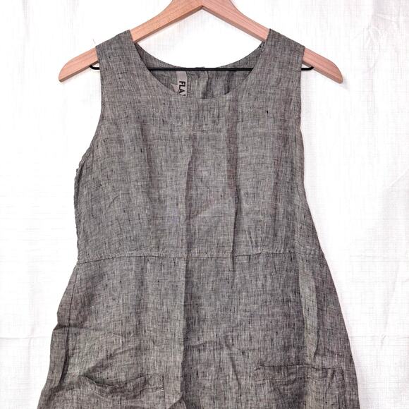 FLAX 100% Linen Dress Women's S Sleeveless Tank Lagenlook Hippie Artsy Summer - Picture 2 of 13